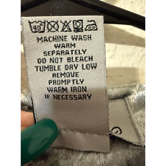 Vtg Spoon Brand Cardigan Women M Silver Velvet Open Front Waterfall Duster Pockt - Picture 8 of 8